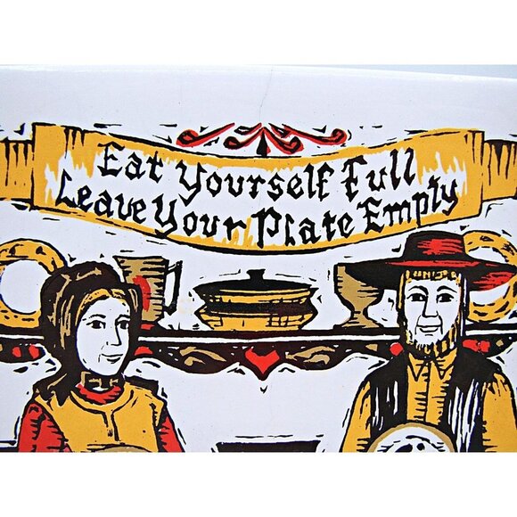 Designed Tiles NY Pennsylvania Dutch Cooking Couple Decorative Tile Trivet MCM - Picture 5 of 9